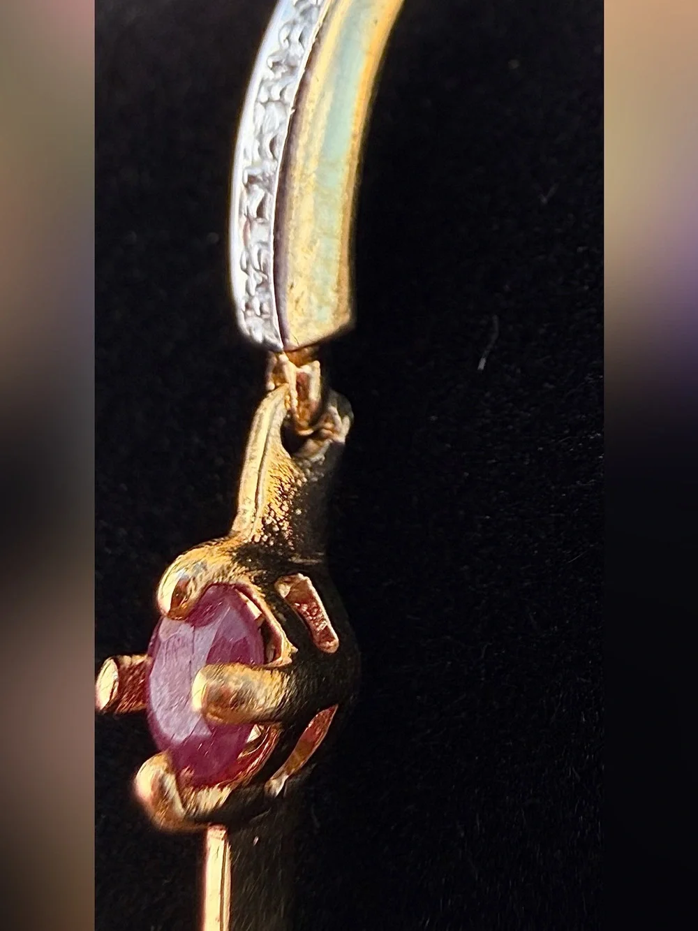18K Gold Over Sterling Silver Ruby & Diamond Crescent Dangle Earrings 3.08 CTW